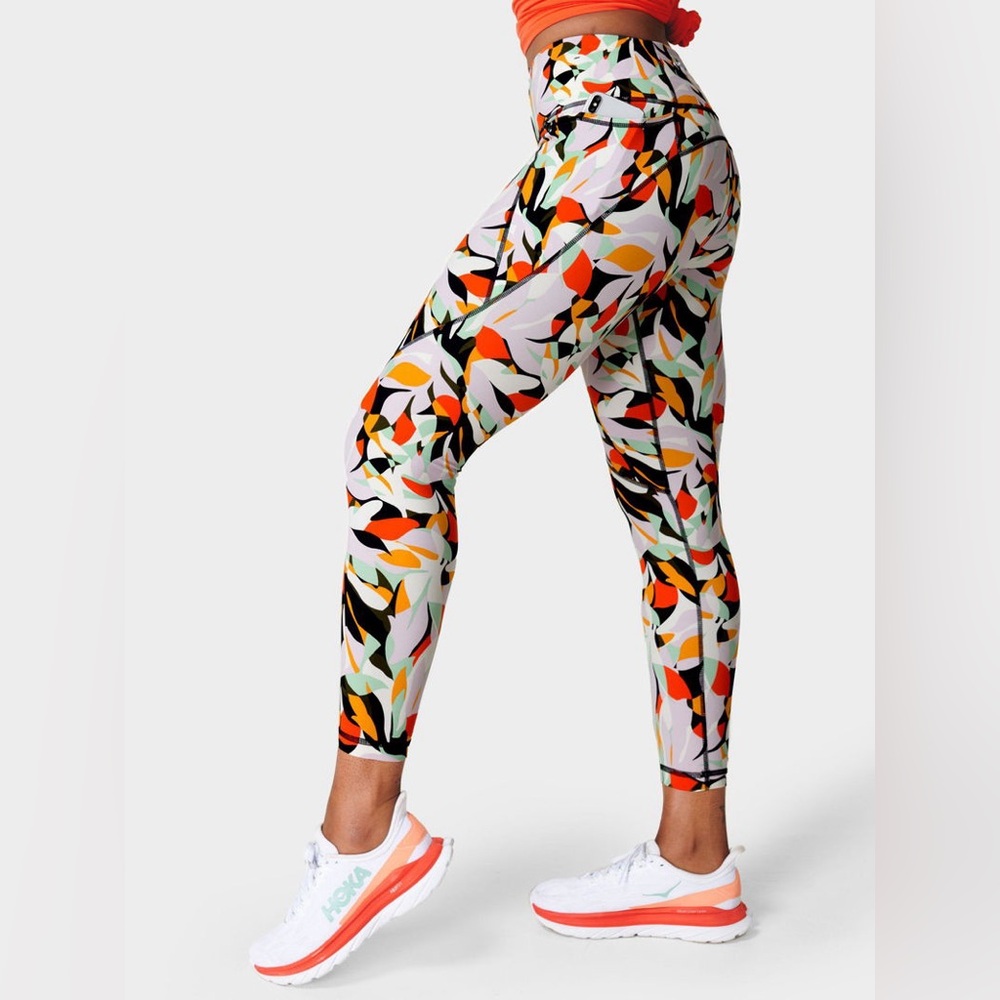 SWEATY BETTY Leaf Frond Print  7/8 Gym Leggings SZ Small